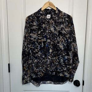 CAbi Women’s Abstract Button Front Shirt Blue/Black M